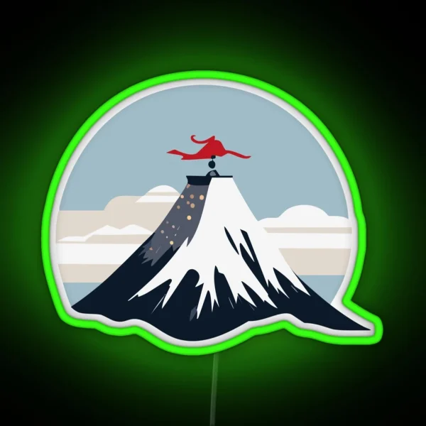 Samurai On A Snowy Mountain RGB Neon Sign