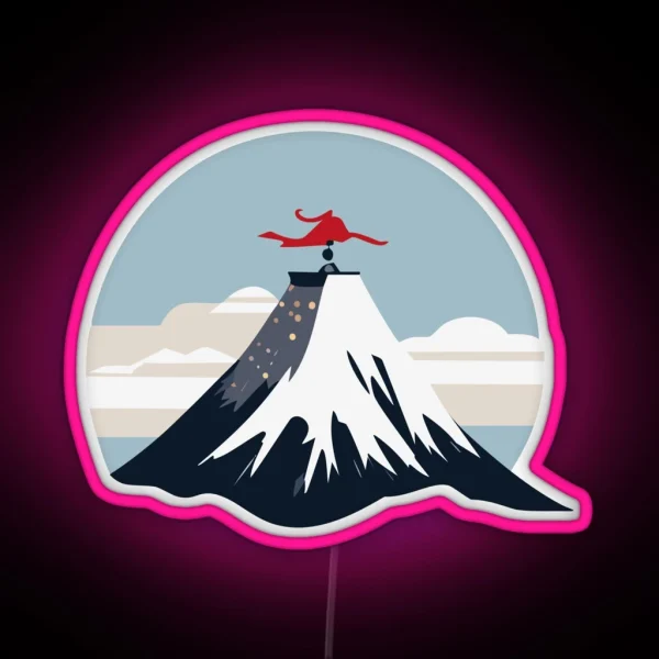 Samurai On A Snowy Mountain RGB Neon Sign