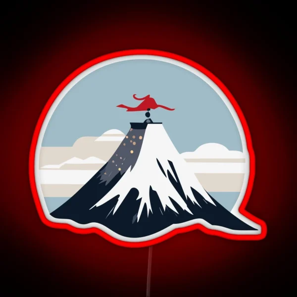 Samurai On A Snowy Mountain RGB Neon Sign