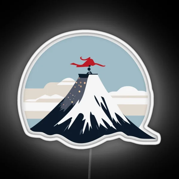 Samurai On A Snowy Mountain RGB Neon Sign