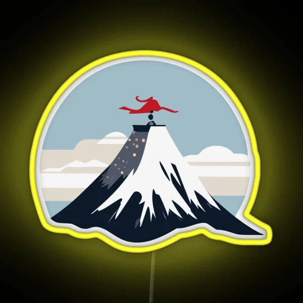 Samurai On A Snowy Mountain RGB Neon Sign