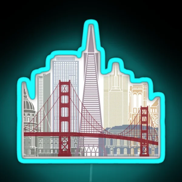 San Francisco Skyline Poster RGB Neon Sign