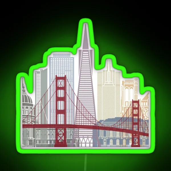 San Francisco Skyline Poster RGB Neon Sign