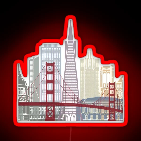 San Francisco Skyline Poster RGB Neon Sign