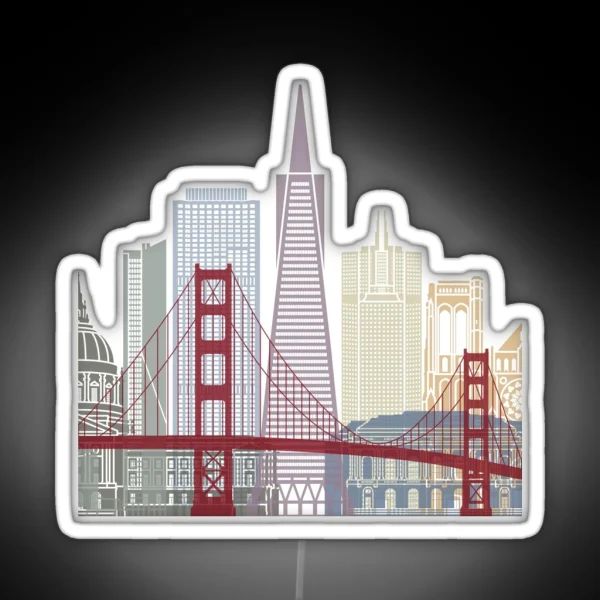 San Francisco Skyline Poster RGB Neon Sign