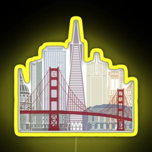 San Francisco Skyline Poster RGB Neon Sign