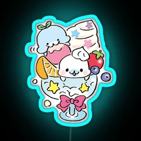 San X Mamegoma Lemonade Icecream Cute Led RGB Neon Sign