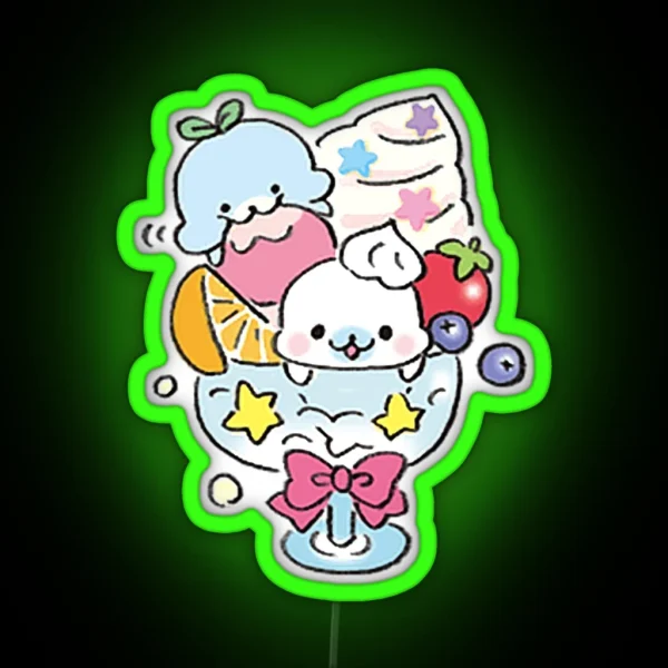 San X Mamegoma Lemonade Icecream Cute Led RGB Neon Sign
