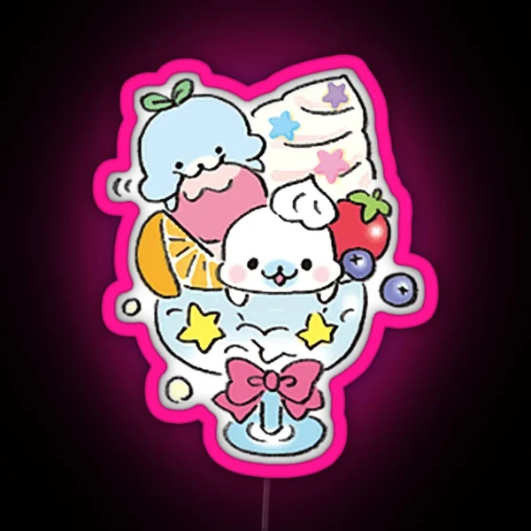 San X Mamegoma Lemonade Icecream Cute Led RGB Neon Sign