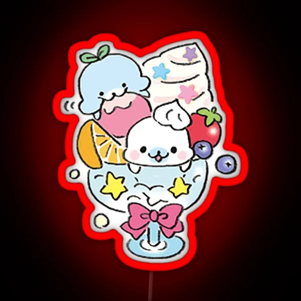 San X Mamegoma Lemonade Icecream Cute Led RGB Neon Sign