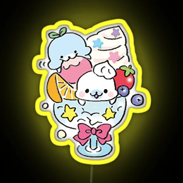 San X Mamegoma Lemonade Icecream Cute Led RGB Neon Sign