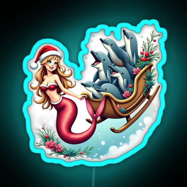 Santa Mermaid RGB Neon Sign