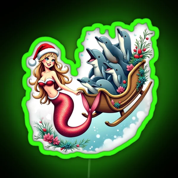 Santa Mermaid RGB Neon Sign