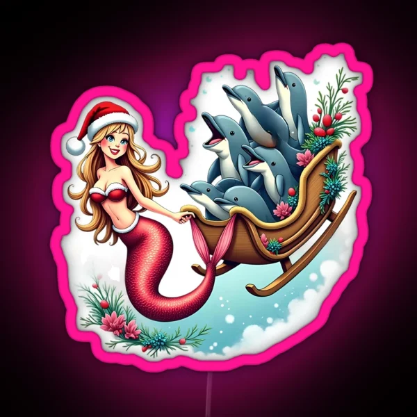 Santa Mermaid RGB Neon Sign
