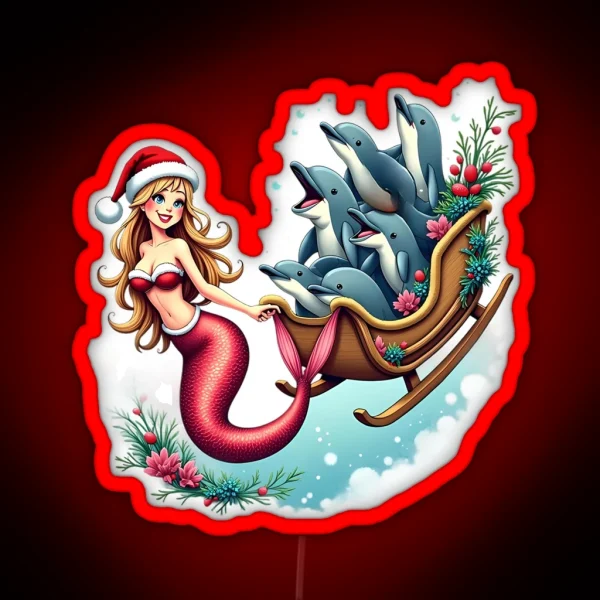 Santa Mermaid RGB Neon Sign