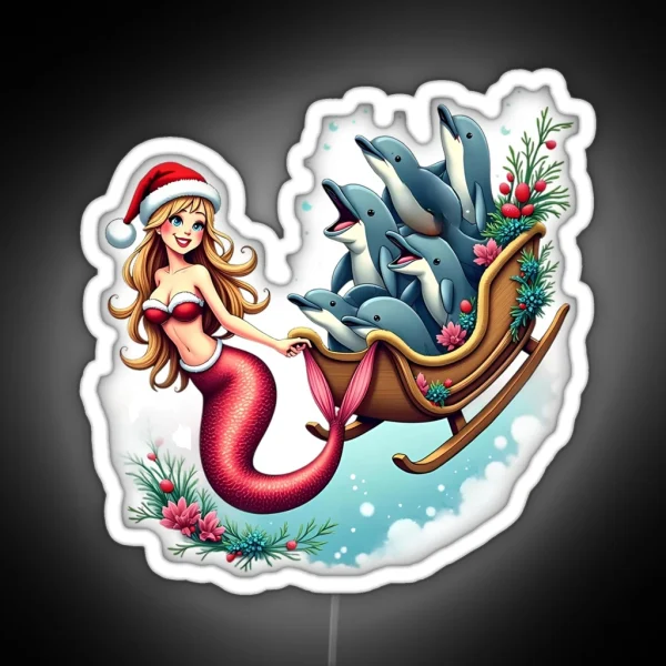 Santa Mermaid RGB Neon Sign