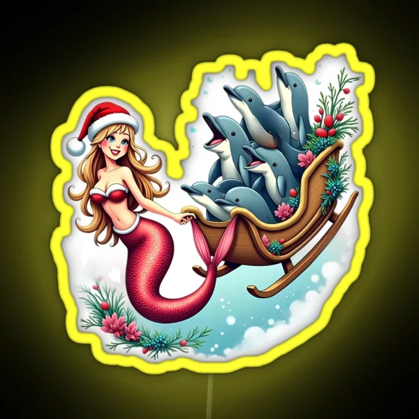Santa Mermaid RGB Neon Sign
