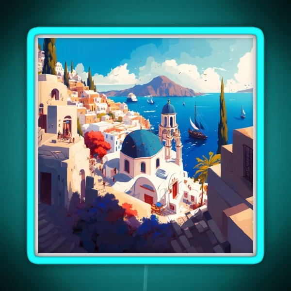 Santorini Illustration RGB Neon Sign