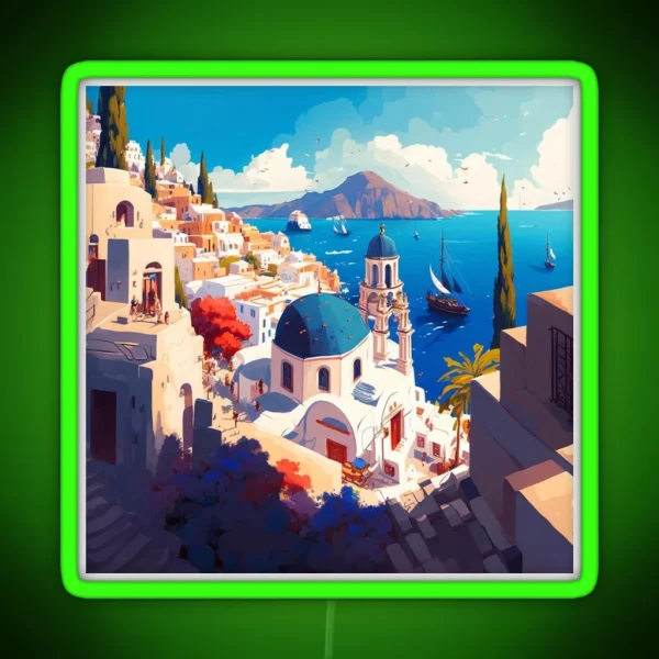 Santorini Illustration RGB Neon Sign