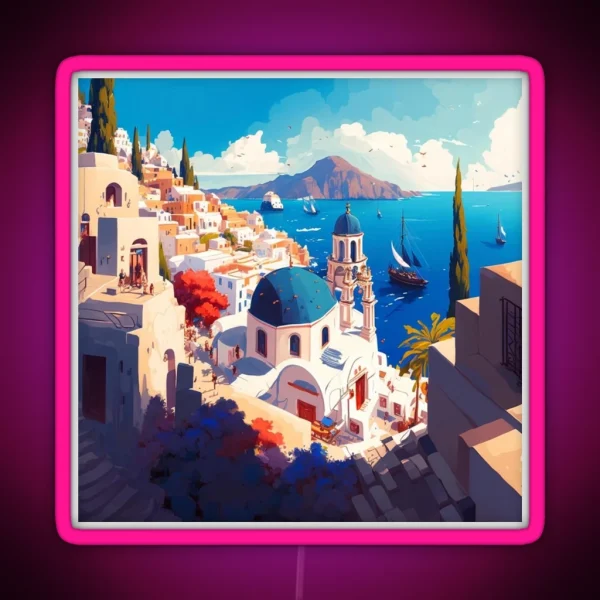 Santorini Illustration RGB Neon Sign