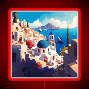 Santorini Illustration RGB Neon Sign