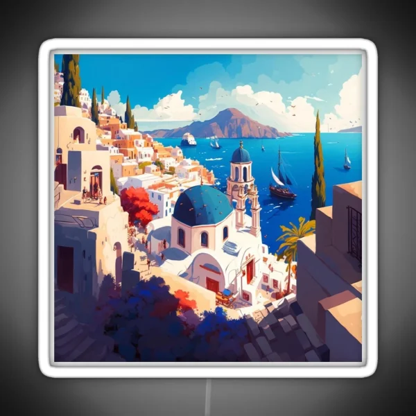 Santorini Illustration RGB Neon Sign