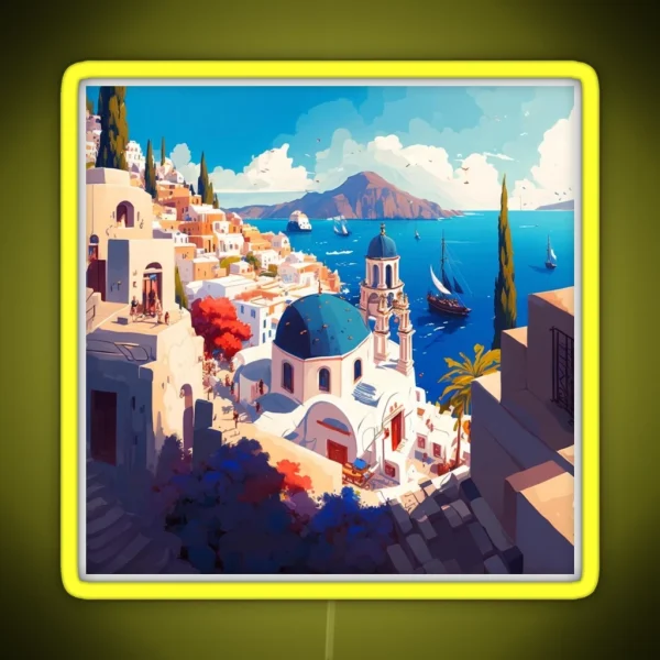 Santorini Illustration RGB Neon Sign