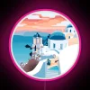 Vibrant Santorini-inspired multicolor LED light art display for indoor decoration