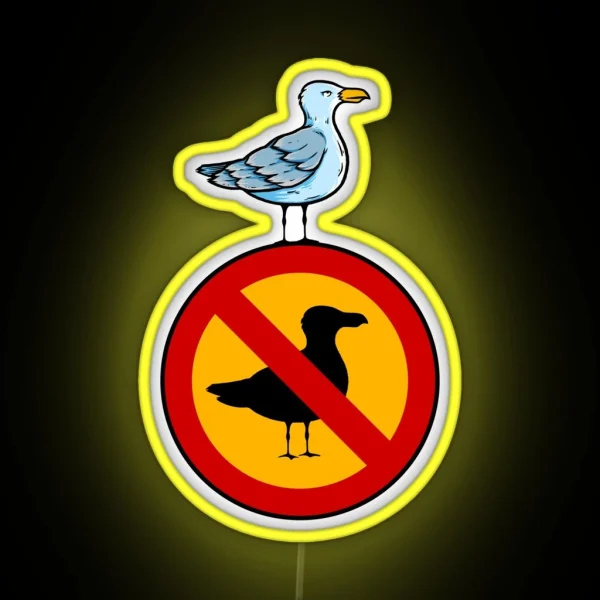 Sartre Prohibition Sign Seagull Rebellion RGB Neon Sign