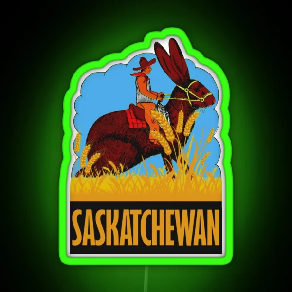 Saskatchewan Canada Vintage Travel Decal RGB Neon Sign