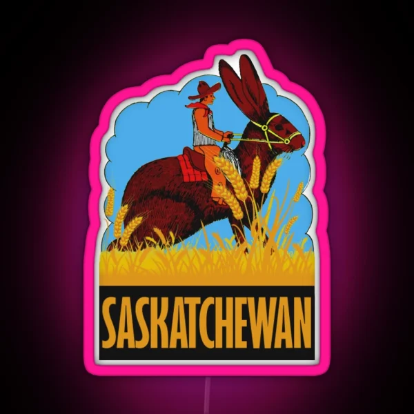 Saskatchewan Canada Vintage Travel Decal RGB Neon Sign