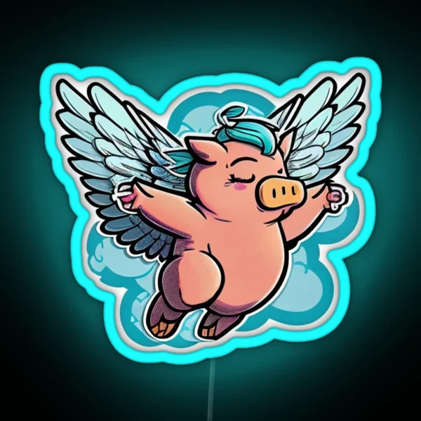 Sassy Flying Pig Funny RGB Neon Sign