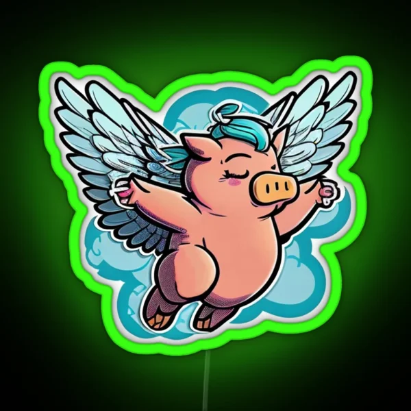 Sassy Flying Pig Funny RGB Neon Sign