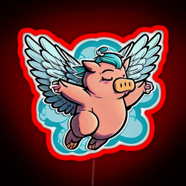 Sassy Flying Pig Funny RGB Neon Sign