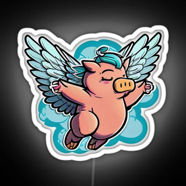 Sassy Flying Pig Funny RGB Neon Sign