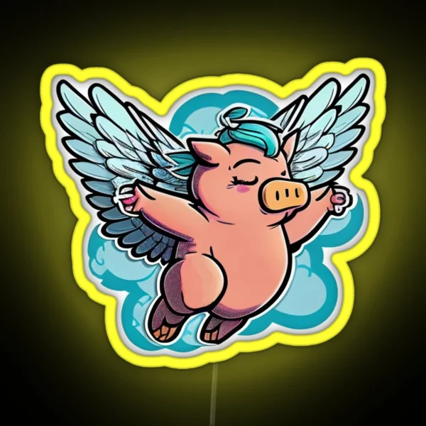 Sassy Flying Pig Funny RGB Neon Sign