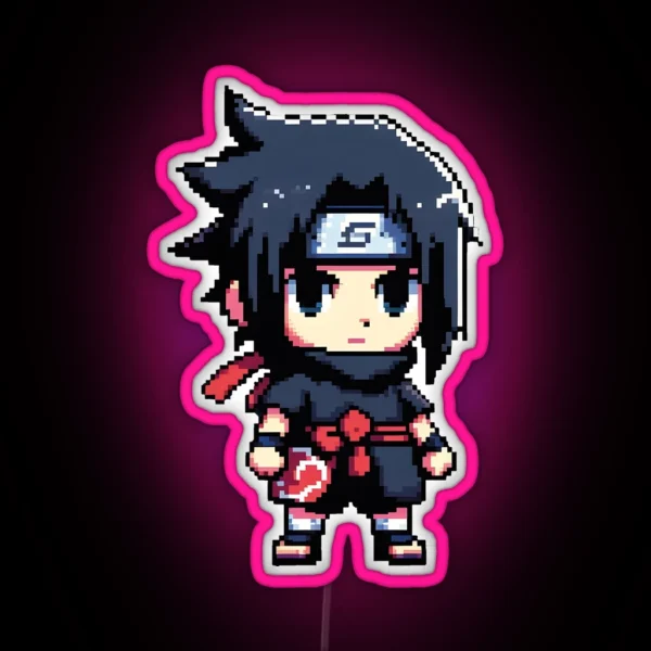 Sasuke Pixel Art RGB Neon Sign