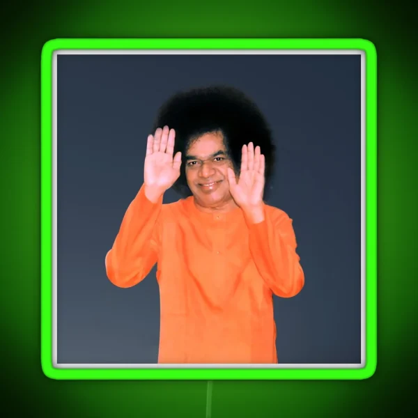 Sathya Sai Baba Blessings Photo RGB Neon Sign
