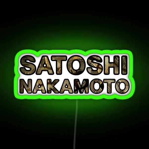 Satoshi Nakamoto Bitcoin Crypto Design RGB Neon Sign