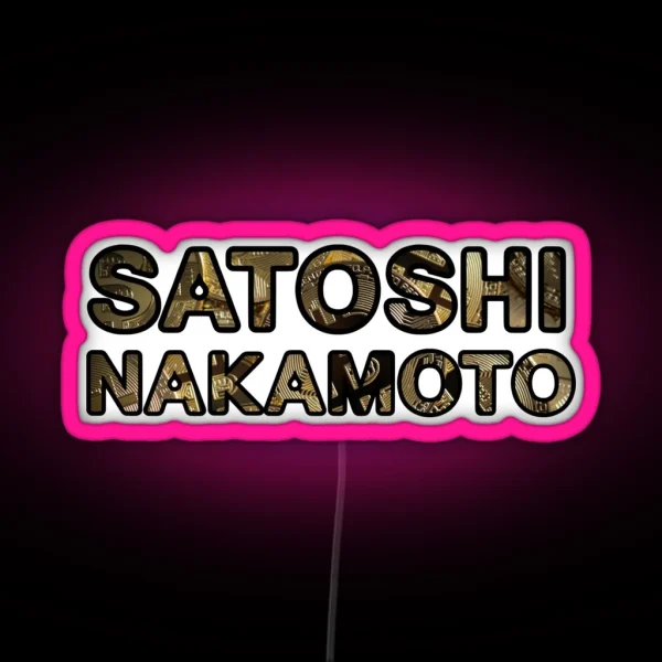 Satoshi Nakamoto Bitcoin Crypto Design RGB Neon Sign
