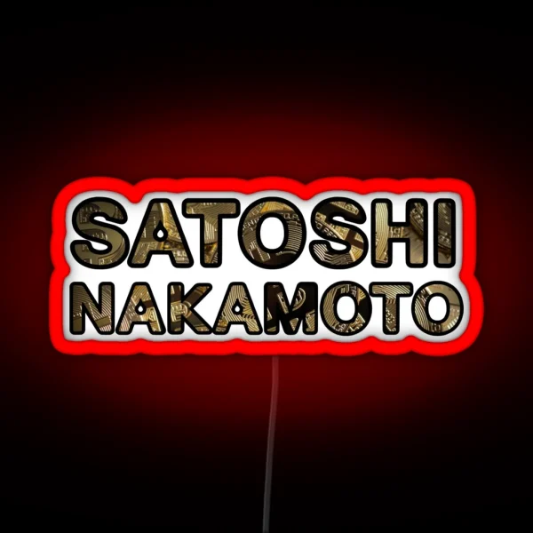 Satoshi Nakamoto Bitcoin Crypto Design RGB Neon Sign