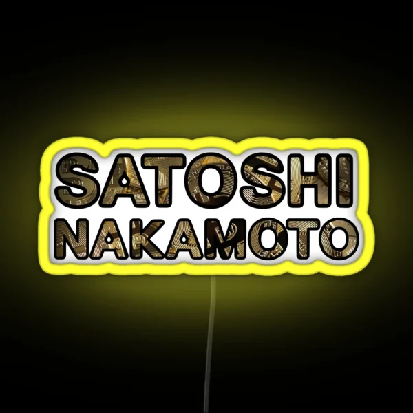 Satoshi Nakamoto Bitcoin Crypto Design RGB Neon Sign