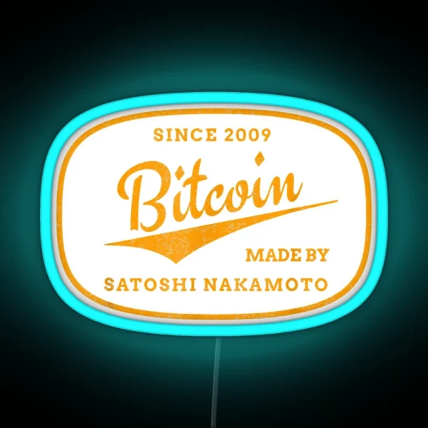 Satoshi Nakamoto Bitcoin Cryptocurrency Bitcoin BTC RGB Neon Sign