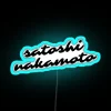 RGB Neon Sign Depicting Satoshi Nakamoto's Legacy in Cryptocurrency Culture
