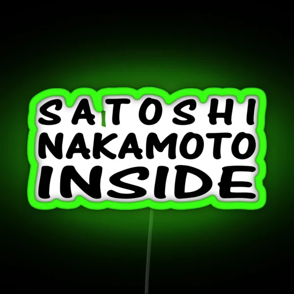 Satoshi Nakamoto Inside RGB Neon Sign