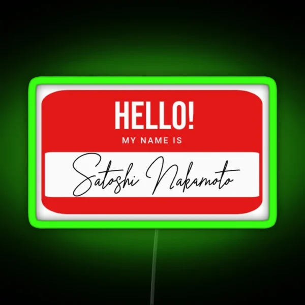 Satoshi Nakamoto Namecard RGB Neon Sign