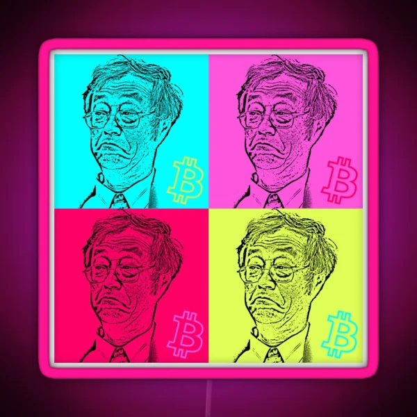 Satoshi Nakamoto Pop Art RGB Neon Sign