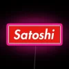 RGB Neon Sign with Glowing Satoshi Nakamoto Quote Illumination Effects