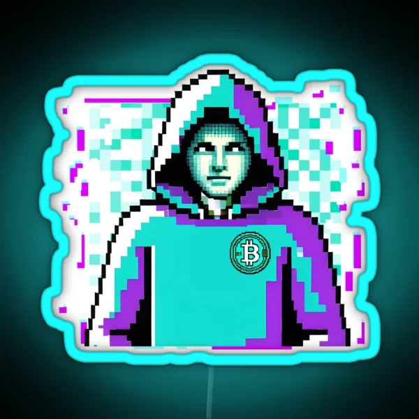 Satoshi Nakamoto The Developer Of Bitcoin A Mystery RGB Neon Sign