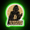 Vintage Satoshi Nakamoto Cryptocurrency RGB Neon Sign with Distressed Edges